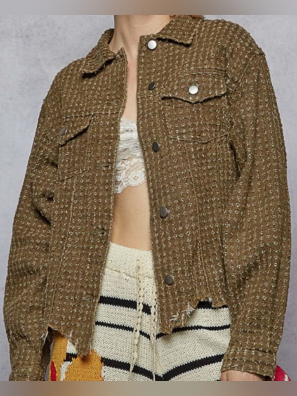 POL Brown Distressed Jacket